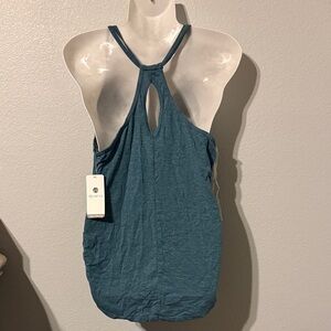 Apana Teal Racerback Halter Tank with Keyhole